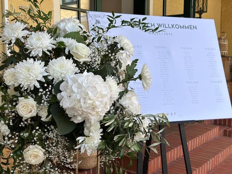 Weiß Grüne Blumen für Hochzeit Saalplan